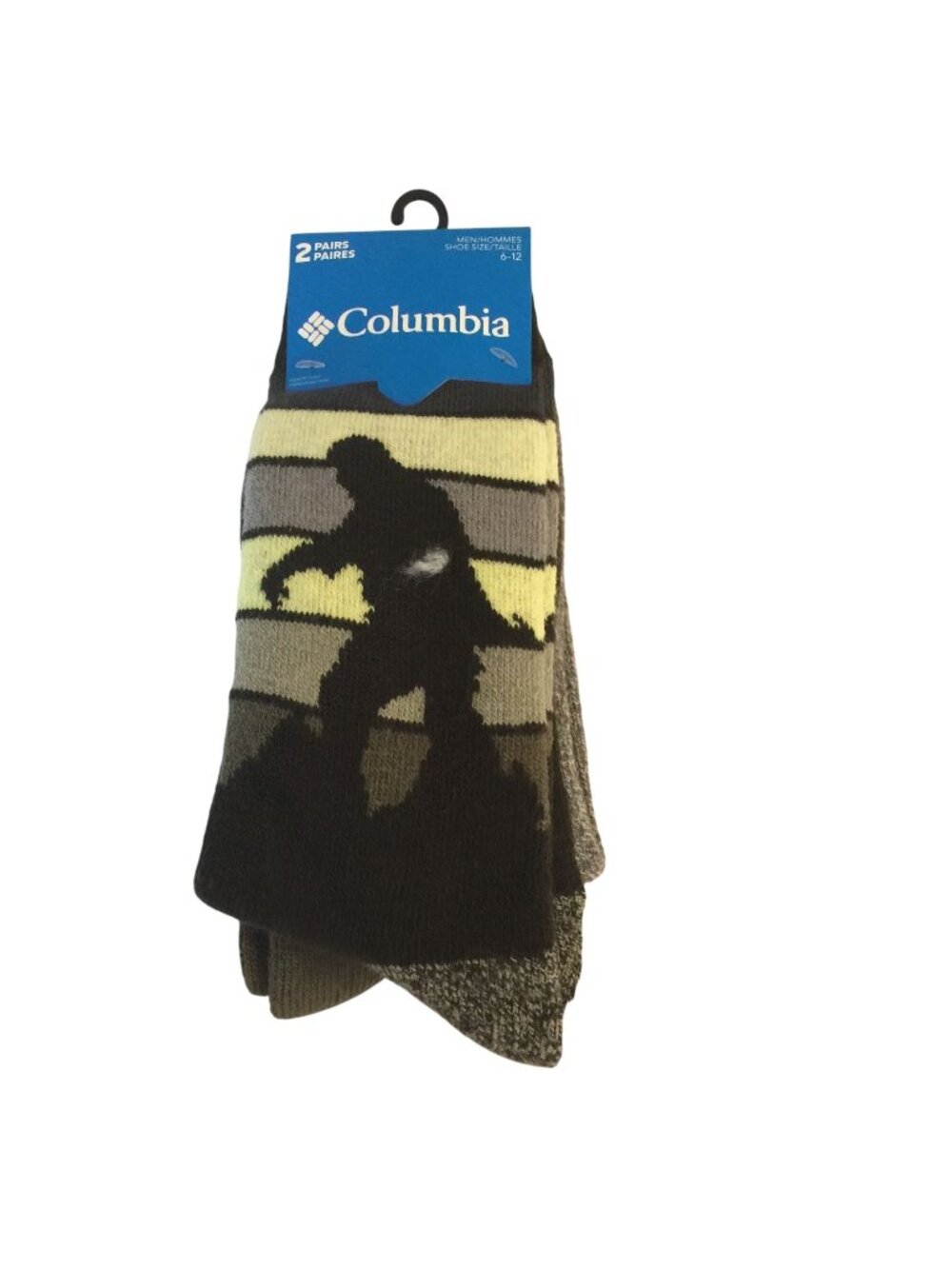 Columbia Men's Size 6-12 Crew Socks Sasquatch Olive Gray Marled Set of 2
